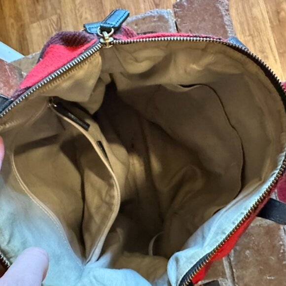 Talbots Buffalo Check Red and Black Plaid Slouchy Handbag - Picture 3 of 8